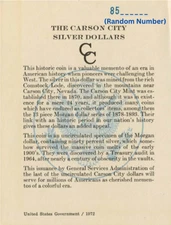 1885-CC GSA Morgan Silver Dollar empty Box and COA card (NO COIN)