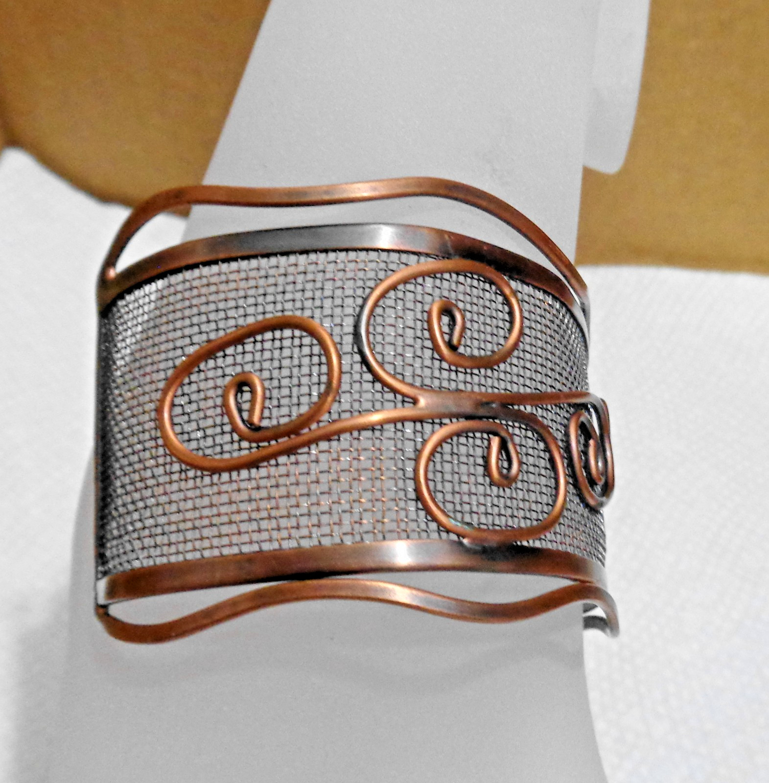 Size 8 Vintage Solid Copper Mesh Cuff Bracelet 1 … - image 4