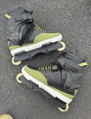 Rollerblade NJ Pro 12.5 Aggressive Inline Skates Black/Green with Grind Plates