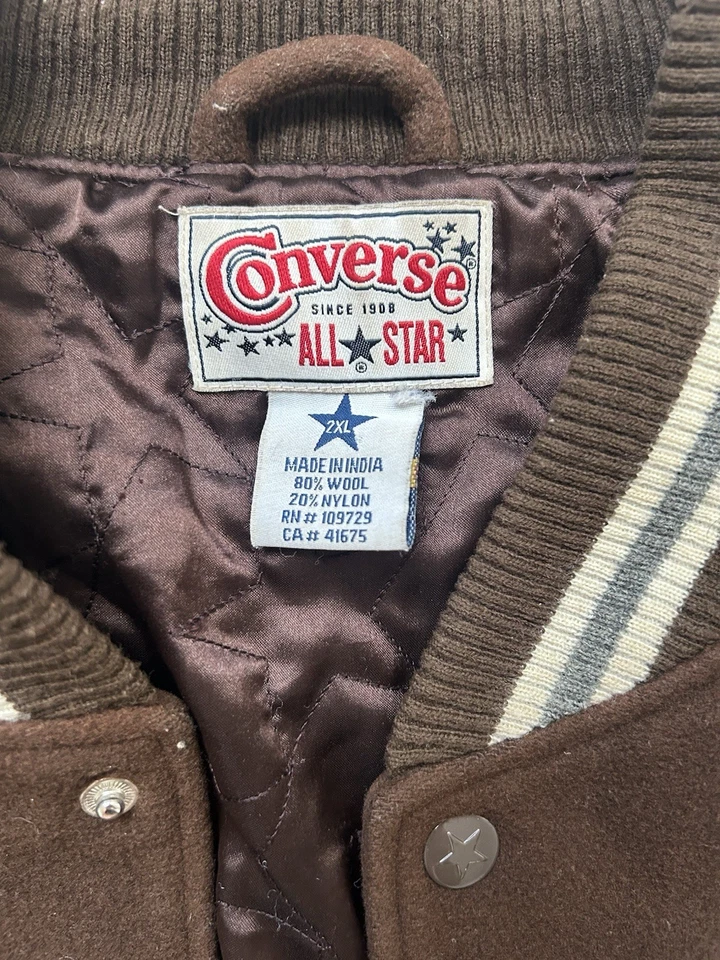 Chaqueta Universitaria Converse Marrón De Colección Para Hombre 2XL 90s EE. UU. Chaqueta de Baloncesto Rara Foto 2 de 4