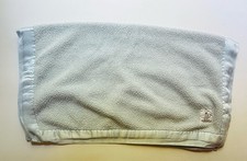 LITTLE GIRAFFE BLANKET Light Blue Chenille  Satin Trim 33 X 37