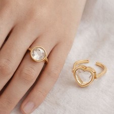Anello scatola cavo a forma di cuore elegante scatola trasparente anello accessori