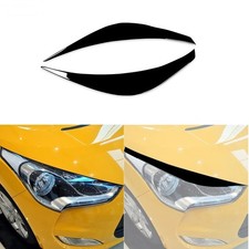 Gloss Black Headlight Eyelid Eyebrow Cover Trim For Hyundai Veloster 2011-2017
