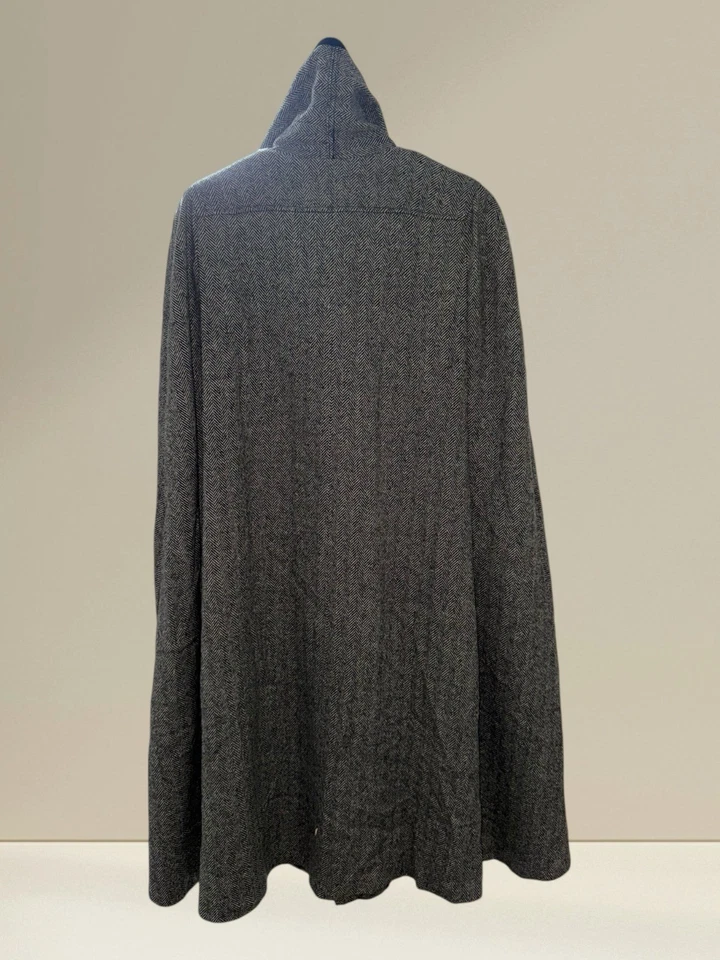 Vtg ALORNA Womens Cape Coat Herringbone Wool USA MADE 70s 80s One Size Union - Image 3 of 4