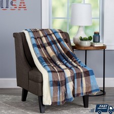 Oversized Plush Sherpa Fleece Throw Blanket Cozy Soft Woven Polyester Adult New