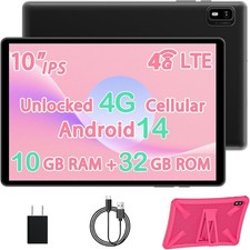 10 Inch Tablet Android 14 Tablet with Sim Card Slot Unlocked, 10GB RAM, 32GB ROM