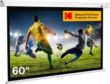 Kodak 60 Inch Manual Pull Down Projector Screen Home Theater White Wrinkle Free