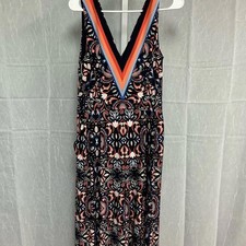 Vince Camuto Orange and Black Sleeveless V-Neck Maxi Jumper