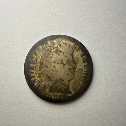 1906 Barber Dime Silver 10C Circulated 0.9 Fineness Uncertified United States