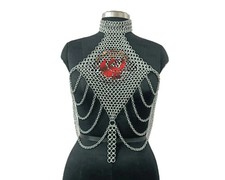 Chainmail Top Bra, Chain Layers, body jewelry Aluminum, Halter Neck Handmad LARP