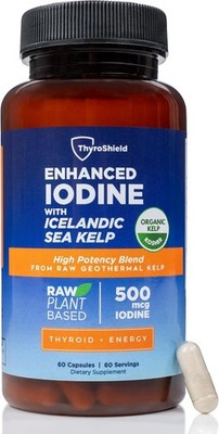 Iodine Supplement 500 mcg Pure Raw Form Whole Food Iodine & Icelandic Sea Kelp