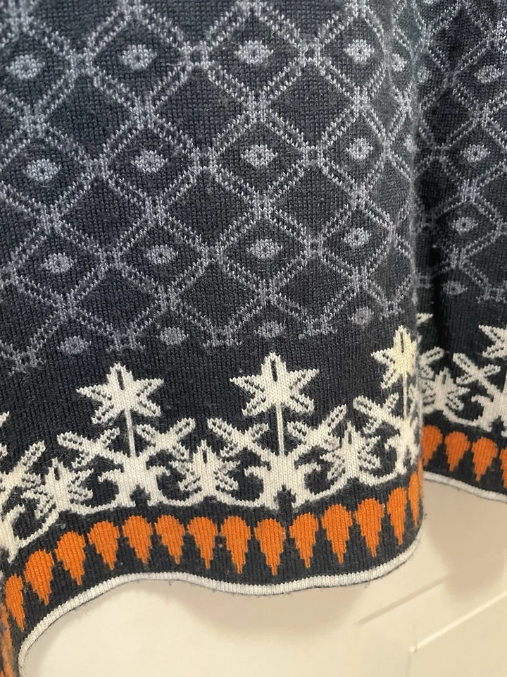 Suéter para mujer Cabelas Nordic Fair Isle azul con cierres metálicos lana merino L Foto 4 de 4