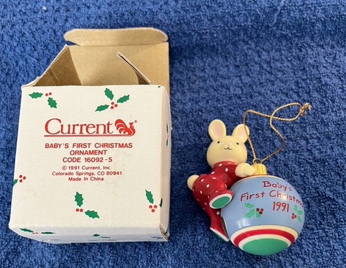 Babys erste Weihnachten 1991 Ornament Hase Birne aktuelle Marke mit Box - Bild 7 von 8