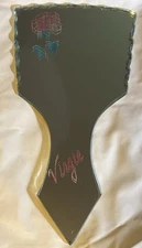 Vintage MCM Scalloped Edges Hand Held Makeup Mirror Flower “Virgie”