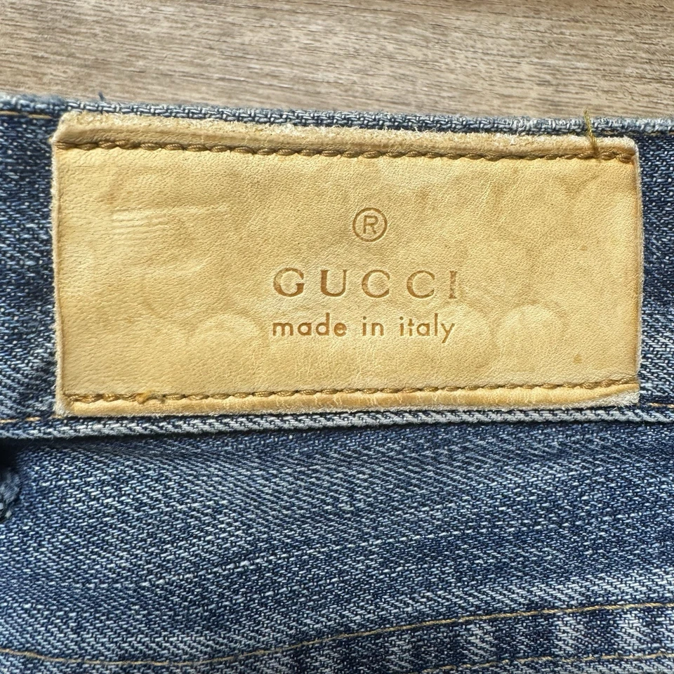 Jeans masculino Gucci Selvedge 46 (adequado para 33x29) feito em linha reta designer italiano alterado - Imagem 4 de 4