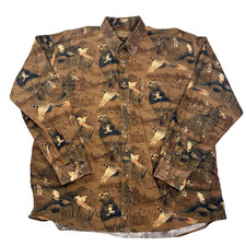 Mens North River Outfitters Duck Hunting Button Up Shirt Long Sleeve Brown 2XL