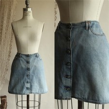 Vintage 2000s Mini Skirt, Calvin Klein Denim With Buttons and Pockets, Size 12