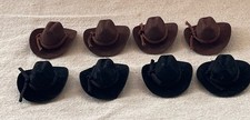 Mini Felted Cowboy Hats Black and Brown Lot of 8 Party Favors Doll Making