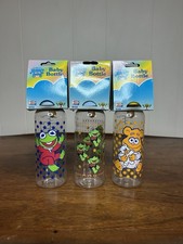 Lot 3 Vintage Muppet Babies Kermit, Fozzie Bear Baby Bottles Jim Henson 1989 NOS