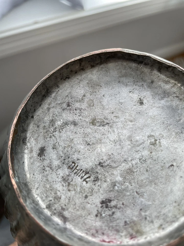 Jarra jarra de cobre estañado remolinada de exportación china 1890-1930 Foto 4 de 4