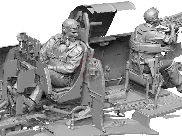 Legend 1/48 US Navy Pilot & Rear Gunner WWII Set #2 (2 heads