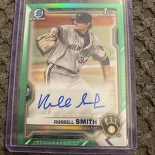 2021 Bowman Draft Chrome Pick Green Refractor /99 Russell Smith #CDA-RS Auto