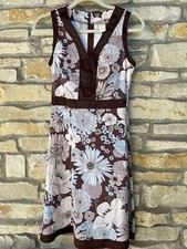 Alice + Olivia Luly K Brown, Blue Floral, Sleeveless Dress Sz S Made In USA