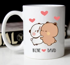 Personalized Panda Bear Bubu Dudu Mug Kawaii Cute Custom Name Couples Gift 11oz