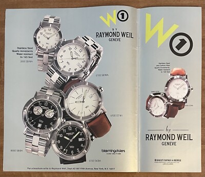 VTG 90s 1997 W1 Watch by Raymond Weil Geneve Magazine Insert Print