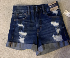 NWT Aeropostale Hi Rise Distressed Jean Shorts Size 4 Retail 49.50