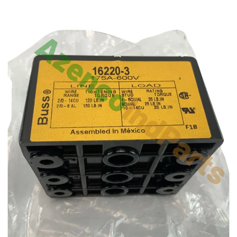 New Eaton Bussman 16220-3 Power Distribution Block 3 Pole 175A 600V - Image 3 of 4