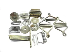 HUGE VINTAGE ANTIQUE RACE CAR SEAT BELT PARTS (FULL LOT OF 17 PIECES IN TOTAL)