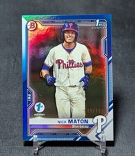 Nick Maton 1st Blue Foil /150 Rookie 2021 Bowman 1st Edition Card BFE-5 Phillies. rookie card picture