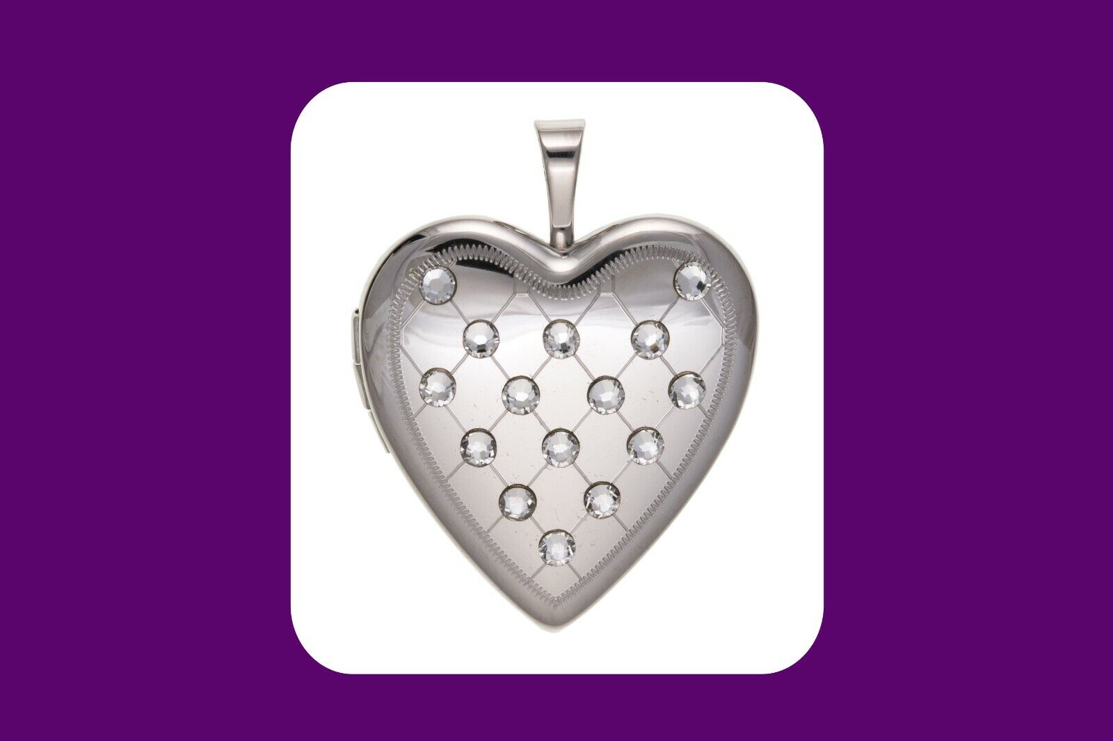 Solid Silver Heart Locket Austrian Crystal Sparkling 925 Stamp All Chain Lengths Popularna WYPRZEDAŻ, świetne okazje