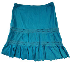 Womens Knee Length Blue Boho Lined Skirt Size Small