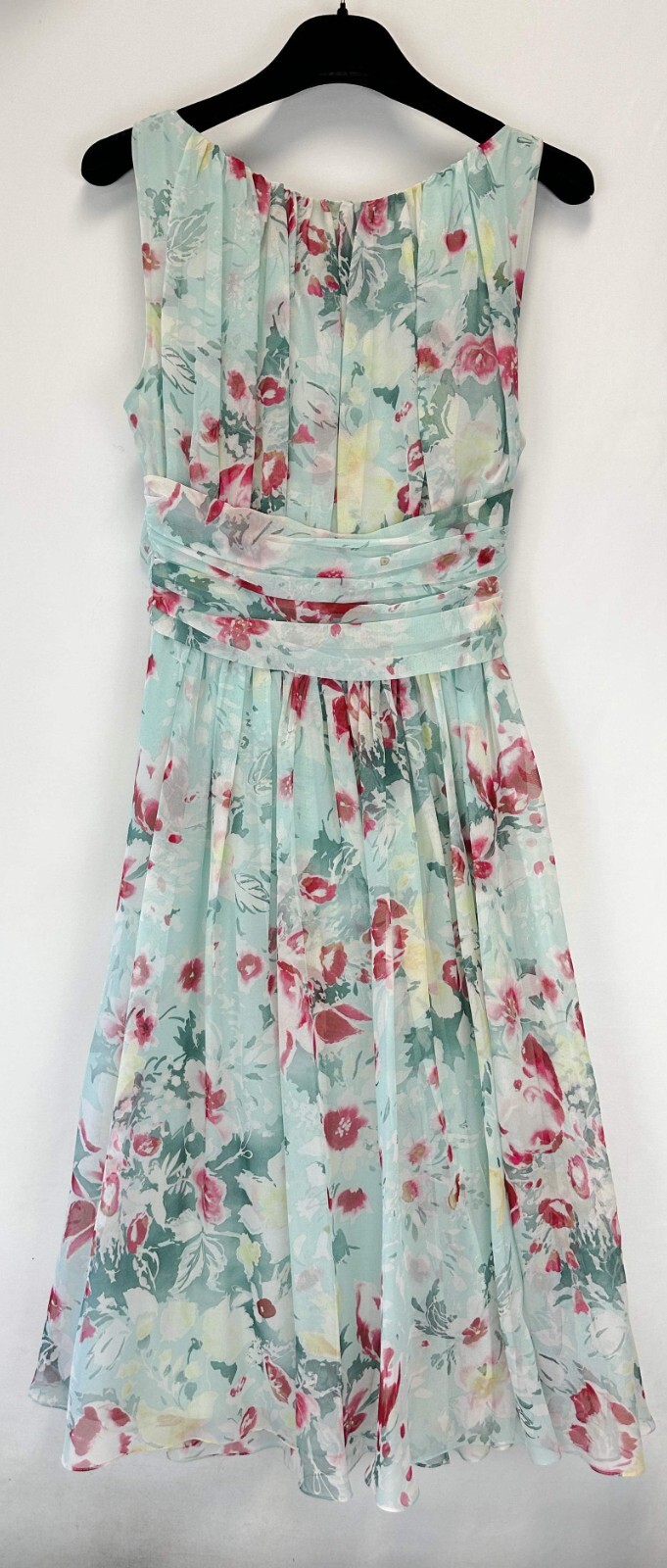 NWOT MAX MARA Dress Orione Silk Georgette 6 US Blue Multi Floral Print Pleated S image 4
