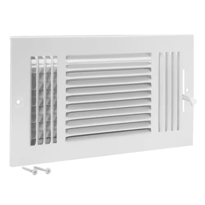 12 in. x 6 in. 3-Way Steel Wall/Ceiling Register White
