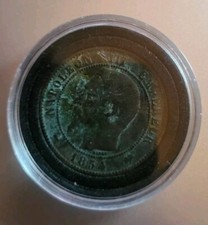 1854-MA France Napoleon III 10 Centimes Coin (greened)