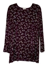 Justin B. Jones New York Vintage Made In USA Plum Sparkle Print Tunic Size 1X