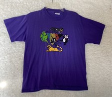 VINTAGE Hanes Shirt Adult Medium Purple School Teacher Animals Single Stitch 90s