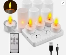 6-Pack RechargeableTea Lights w/ Charging Base Flameless Flickering LED Candles