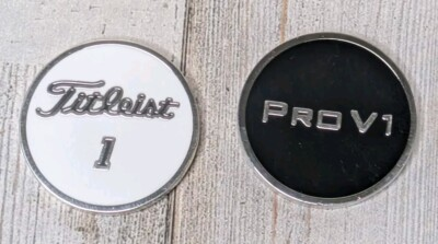 #ad #ad Titleist Ball Marker 2 Sided White Black Titleist Pro V1 Novelty Coin $9.99
