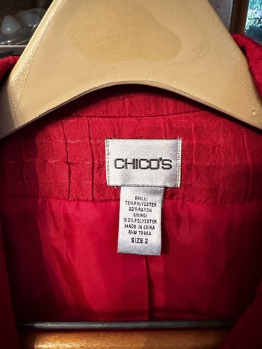 Chico’s Women’s Red Blazer Jacket Size 2 Quilted Pattern - Picture 3 of 9