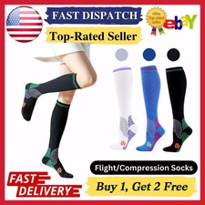 Athletic Long Socks, 3Pairs Compression Socks for Nurse Edema Diabetic Travel