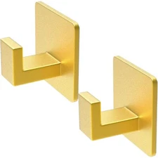 Adhesive Hooks Towel Hooks - 2 Pack Aluminum Wall Hooks Towel Hanger Shower H...