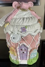 EASTER Pink Pastel Cupcake Gingerbread House Clay Dough Light Up Tabletop Décor