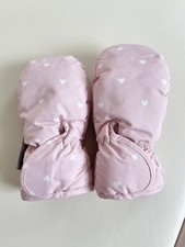 H M Baby Toddler Water Repellent Ski Mittens Size US 1-2Y Light Pink/Heart