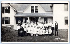 Postcard RPPC Large Family Gathering Reunion House Wolff's Photo R40