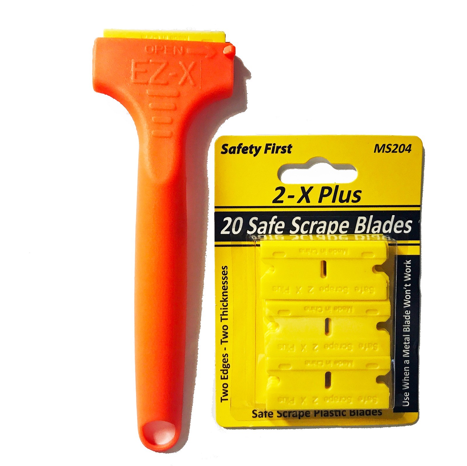 MINISCRAPER® 20 2X Plus Plastic Razor Blades and EZ X Razor Blade