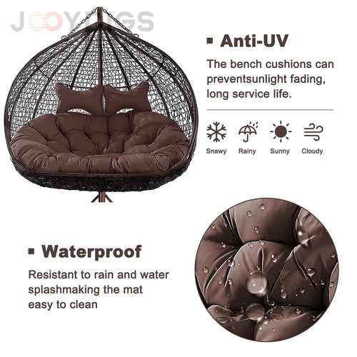 2 Persons Hammock Swing Chair Cushion w/Headrest Detachable Hanging Chair Pads - Picture 64 of 69